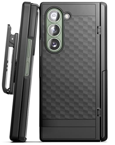 Coque Samsung Z Fold-6 avec protège-charnière rigide verre trempé et béquille holster