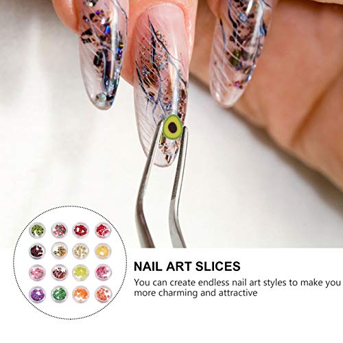 Lurrose 16 Peças de Frutas de Arte de Unha Fatias de Unha de Polímero 3D Colorido DIY Suprimentos de