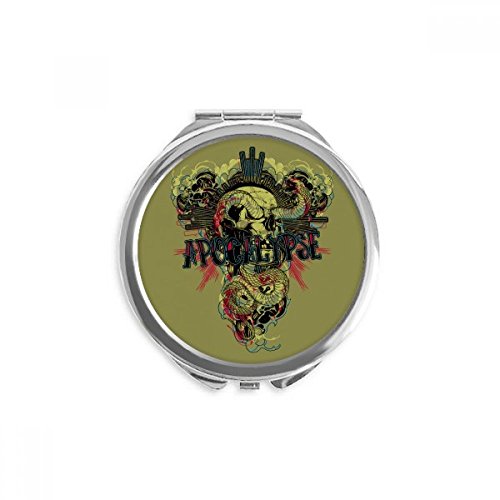 Miroir maquillage de poche serpent vert rond portable à la main multicolore