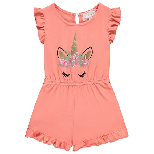 Btween 3-Pack Girls' Jumpsuits & Rompers, Sleeveless & Flutter Sleeve One Piece Overall Suit, Floral/Stripe/Unicorn/7-8 #TOP3