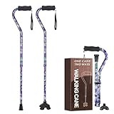 Verstellbarer Gehstock Faltbar Faltbar mit Reisetasche für Senioren & Erwachsene (Violette Blumen)