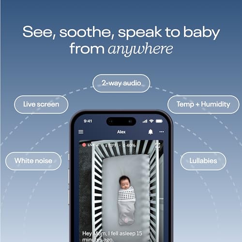 Nanit Pro Smart Baby Monitor & Floor Stand – 1080p Wi-Fi Video & Sound Camera, Sleep Coach and Breathing Motion Tracker, 2-Way Audio, Compatible with iOS and Android Phones, Includes Breathing Band