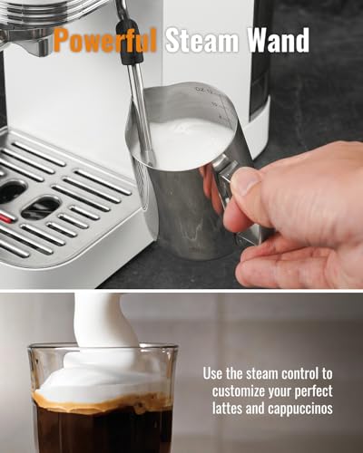 Image of SHARDOR Espresso Machine 20 Bar, Professional Espresso Machine with Milk Frother and Touchscreen, Expresso Coffee Machines with Adjustable Temperature,for Cappuccino, Latte, Stainless Steel, White
