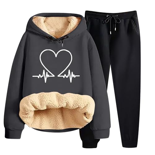 Sudadera chaqueta pantalones conjunto dos piezas mujer invierno pelo grueso y capucha