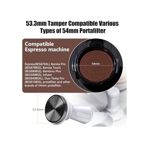 Espresso-Tamper, Barista-Kaffee-Tamper, Edelstahl-Basis-Tamper (weiß), Kompatibel Mit IKAPE V3(53.33mm)