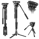 SIRUI 188cm Monopié de Cámara con Pies, Monopié de Viaje de Aluminio con Base de Trípode, Monopié de Vídeo Ligero con Cabeza de Fluido para Videocámara, Carga Máx. 8kg - AM-MDP02
