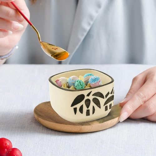 Image of Freakway Hand Painted White Ceramic Dip Bowls | Bowls Set of 2, 40Ml | Bowl for Serving Chutney Bowl /Pickle Bowl /Small (BLK & WHT)