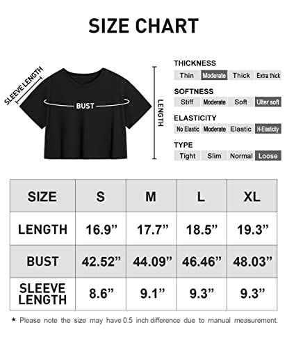 Xelky 4 Pack Womens Crop Casual Tops Tshirt Cotton Loose Workout Short Sleeve Round Neck Tee Yoga Running Shirts Black/White/Gray/Pink S #TOP5