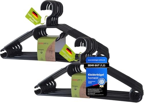 homesti Grucce multifunzione in 100% plastica riciclata, 20 pezzi, con gancio girevole a 360° e superficie antiscivolo, salvaspazio con barra per pantaloni e ganci per cravatte