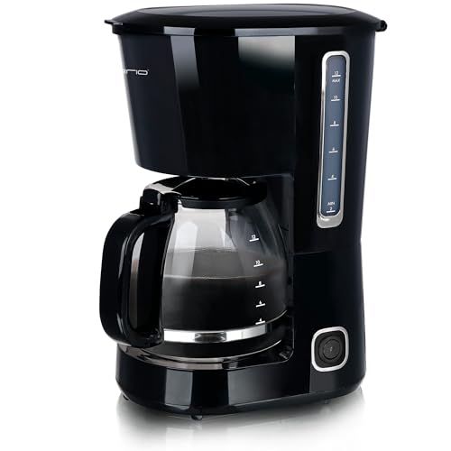 Emerio Cafetera de filtro grande, jarra de cristal de 1,5 l para hasta 12 tazas de café fresco, filtro permanente extraíble, función antigoteo, 40 minutos de apagado automático, 750 W Emerio Cafetera de filtro grande, jarra de cristal de 1,5 l para hasta 12 tazas de café fresco, filtro permanente extraíble, función antigoteo, 40 minutos de apagado automático, 750 W