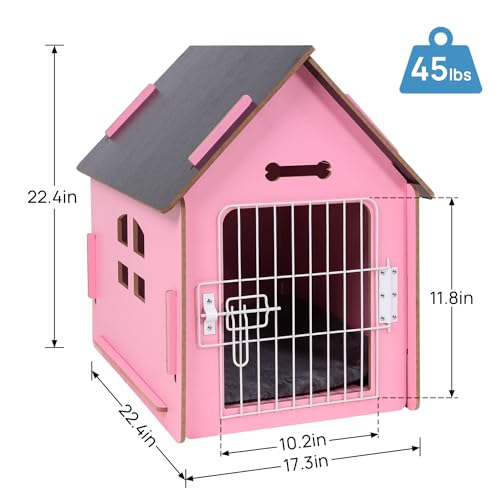 Dog House Indoor for Small Dogs or Cats, Cozy Wooden Design, Small Indoor Bed House, with Air Vents and Elevated Floor Warm Dog Cave