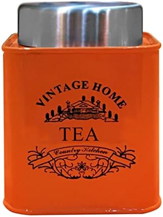 Nobel Set of 3 Tea Coffee Sugar Canisters - Vintage Home (Orange)