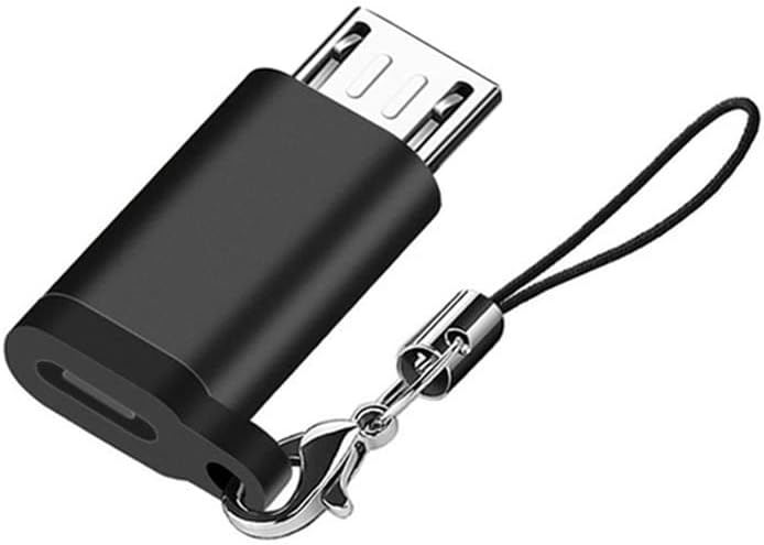 USB C to Micro USB Adapter (4 Packs), Seminer Type C Female to Micro USB Male Convert Connector with Lanyard Compatible with Samsung Galaxy S7/S7 Edge, Huawei and Micro USB Devices, Black