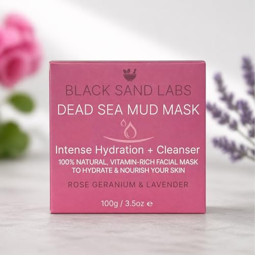 Image of Black Sand Labs Premium Dead Sea Mud Mask - Intense Hydration & Cleanser with Argan Butter & Grapeseed Oil – Luxury Clay Mask for Face - Deep Cleansing & Pore Care - Men & Women Skincare - 100g