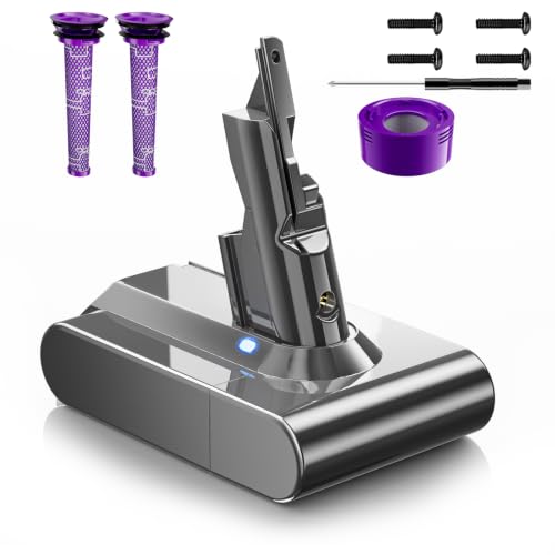 Image of Upgraded 8000mAh V7 Battery Replacement Compatible with Dyson SV11 V7 Animal /Motorhead /Fluffy /Absolute /HEPA /Trigger /Car+Boat Handheld Vacuum Cleaners with 3 Filters (2 Pre + 1 Post)