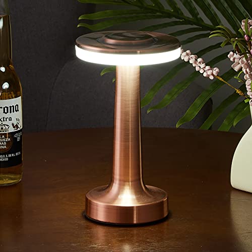 Uppladdningsbar sladdlös LED-bordslampa i metall, bärbar USB-bordslampa, dimbar lässensor för beröringsljus för sängbord, soffbord, hotell och restauranger,Brons