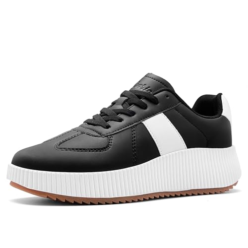 UUBARIS Baskets tendance à plateforme épaisse pour femme - Chaussures de marche décontractées et confortables, Noir , 40.5 EU