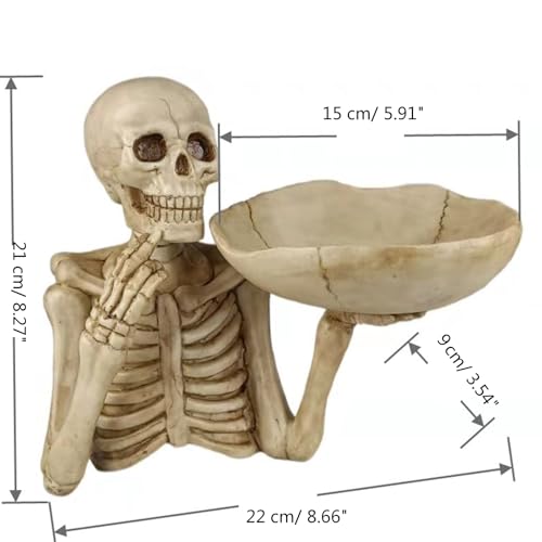 Halloween Crânio Cesta Armazenamento Resina Artesanato Esqueleto Frutas Servindo Bandeja Jóias Anéis