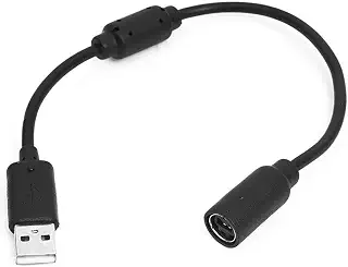 YUETHALMブラックUSBアクセサリー1点、Xbox 360コントローラー用コンバーター、PCケーブルコードアダプター、ケーブル接続ライン。