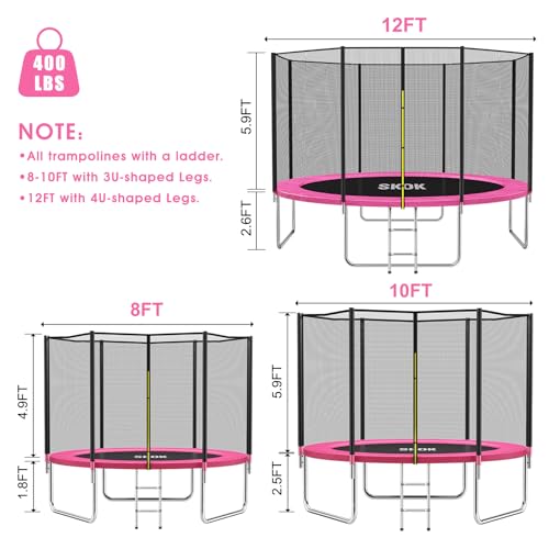 Image of SKOK Trampoline for Kids,400LBS Outdoor Trampoline with Net-ASTM Approved Trampoline for Children and Adults