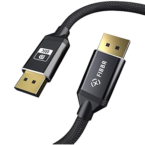 8K DisplayPort 1.4 Cable 2M, FIBBR 8K DP to DP 1.4 High-Speed 32.4Gbps Cable(8K@60Hz, 4K@144Hz, 2K@165Hz, 1080P@240Hz), HDR10, HDCP 2.2, FreeSync G-Sync for 3090 Gaming Monitor Laptop PC Cover