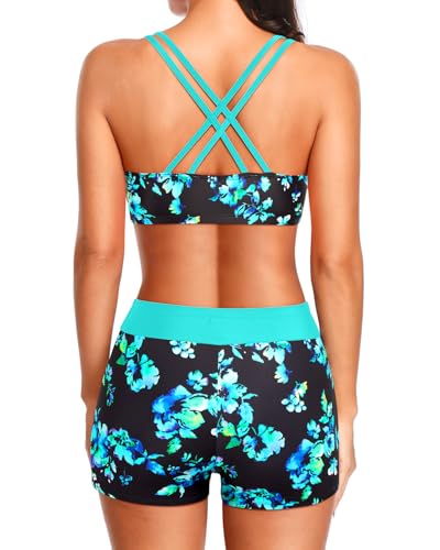 Image of Holipick 3 Piece Tankini Swimsuits for Women Tummy Control Bathing Suits Swim Tank Top with Bra Boy Shorts Teen Swimwear 2026