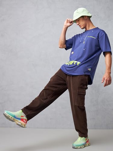 Image of Bewakoof Men's Oversized Fit Mid Rise Cotton Cargo Pant| Loose Fit Street-Style Comfort | Utility Pockets | Everyday Wear