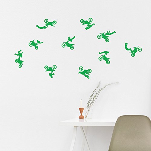Motocross Dirt Bike Wall Decal Sticker Set Of 10 - Decal Sticker Mural For Kids Boys Girls Room Bedroom - Dirt Bike Wall Art For Home Decor Decoration #TOP1