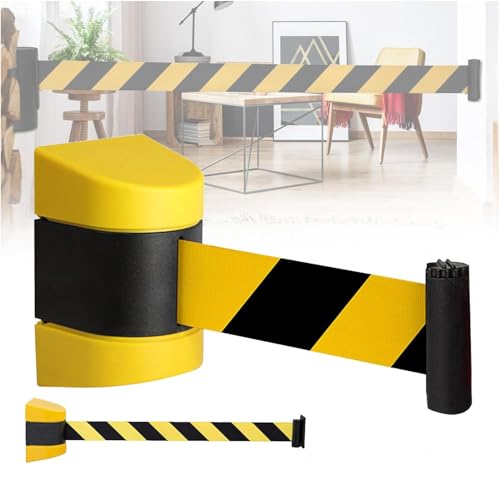 Barrera Magnética De Pared Retráctil con Cinta, 5 M De Longitud, Barrera De Seguridad para Oficinas, Áreas Públicas Y Zonas De Venta De Entradas.