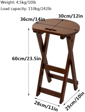 Portable Foldable Tall Stool with Handle, Backless Folding Bar Chair for Kitchen, Party, Office, Camp (Brown 60cm/24in)