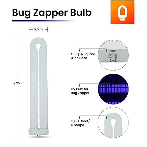 40 Watt Bug Zapper Bug Bulb Ultraviolet Replacement Bulb For Flowtron Bk-80D - Wall Sconce Replacement Bulb For Flowtron Bf 150 - G10Q-4 Square 4 Pin Base T8 U Shape Bulb - 12.5 Inch L X 2.5 Inch W #TOP1