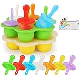 Popsicle Molds Set, 14 Cavities Baby Food Freezer Trays Reusable Ice Cream Mold BPA-free Silicone Egg Bites Molds for Instant Pot Accessories with Lid, Ice Pop Makers with 7pc Plastic Sticks (Pack 2)