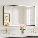 Twalsu 48x28 Inch LED Bathroom Mirror with Lights, Black Metal Framed LED Mirror for Bathroom, 3 Colors and Stepless Dimmable Wall Mounted Lighted Bathroom Vanity Mirror, Anti-Fog, Memory