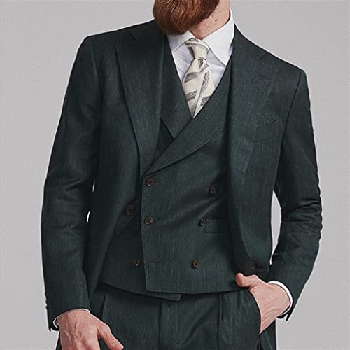 Men's Suit Set Business Casual Suit Jackets Slim Fit Retro Men Suits Spring Autumn Linen Formal Pants(46 Code) - Image 2