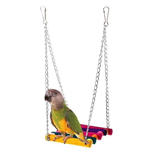 Hemobllo 2pcs Colorful Hanging Swing Toy Beads and Bell for Parrots Parakeets and Cockatiels Educational Bird Perch Stand for Fun and Exercise Random Colors
