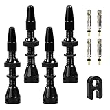 Vunanvu 4 PCS Válvulas para Tubeless 40mm con 4 Obuses Válvula Presta Tubeless, Válvula Presta tubeless y Herramienta de Extracción de Núcleos de Las Válvulas, Vástago deVálvula de Bicicleta MTB