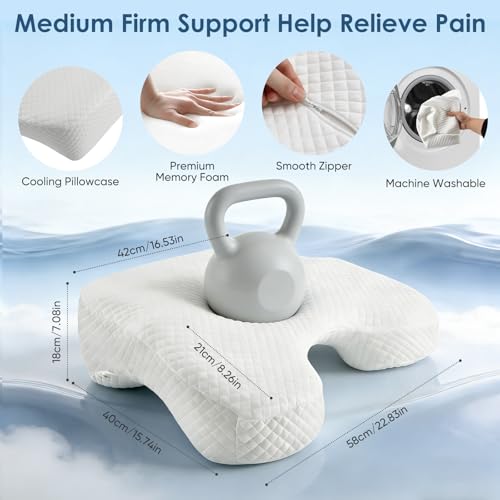 Eirolace Seitenschläferkissen mit Armloch, 2-in-1 Ergonomisches Nackenkissen Kopfkissen, Memory Foam Kissen mit 3 Armöffnungen für Nacken, Seiten, Rücken und Bauchschläfer
