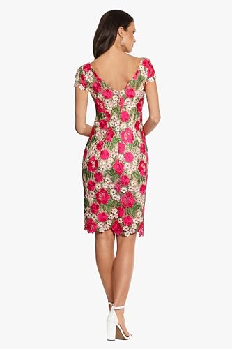 Image of Xscape Women's Xscape Women's Scuba V-Neck Ruffle 3 /4 Sleeve Midi Dress