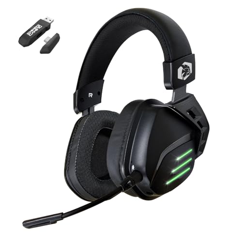 EMPIRE GAMING EH20 Auriculares inalámbricos WiFi de 2,4 GHz con micrófono Desmontable – PC,Consola de Videojuegos última generación, Mac/Switch – Sonido estéreo Envolvente 7.1