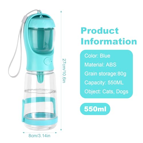 VFANDV 550ml Tragbare Haustier Trinkflasche, Trinkflasche Hunde, Mit Standfuß Gegen Verschütten, Wasser Rücklaufventil Auslaufsicher, Haustiere Wasserflasche für Täglich Spazieren Gehen Reisen