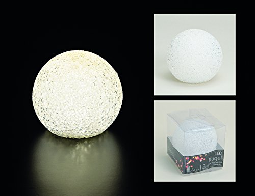 DekoStore LED Leuchtkugel - 20cm - Weiß Leuchtball Ball Kugel Batteriebetrieben Cover