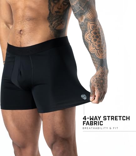 Gymreapers Mens Boxer Briefs Moisture Wicking-Waistband Pack of 3 Underwear for Men with Pouch for Ball for Travel Daily Wear2