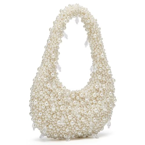 Trendy Pearl Shoulder Purse for Women Small Y2k Tote Bags for Party Rhinestone-Encrusted Designer Handbags3