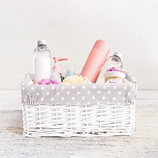 Wickerfield Home Stroage Wicker Basket for Xmas Gift Hampers with Cotton Lining (Small, Pink)