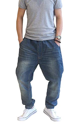 HX fashion Pantalones De Mezclilla para Hombres Pantalones De HarAn TamaAos CAmodos Pantalones De ChAcndal De Fitness De Mezclilla Pantalones De Mezclilla Sueltos Pantalones De Mezclilla Ropa