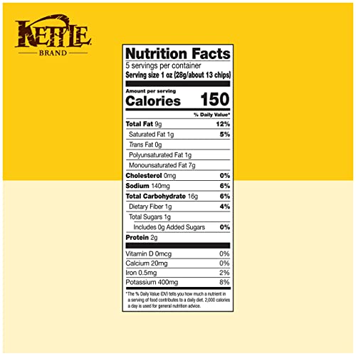 Image of Kettle Brand Potato Chips, White Cheddar Kettle Chips, 5 Oz