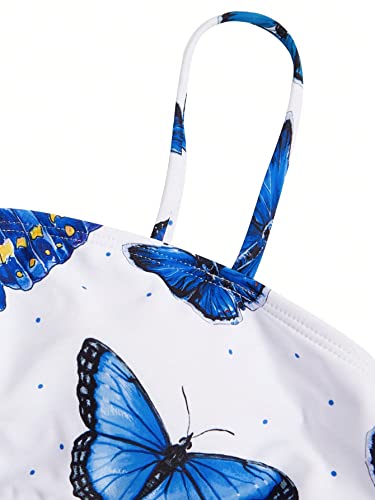 WDIRARA Girl's 3 Piece Bathing Suits Cartoon Butterfly Print Cute Swimsuit Cover Up Top4