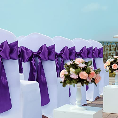 image for Babenest Satin Chair Sashes Ties Upgraded 50 pcs Chair Ribbons Bows fo