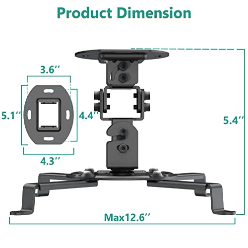 Wali Projector Ceiling Mount, Universal Low Profile Projector Mount With Retractable Arms And Multiple Adjustment Function (Pm-002-B), Black #TOP2