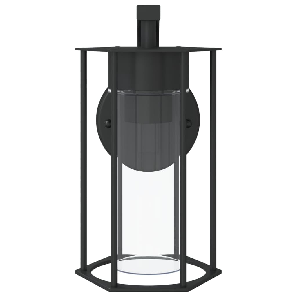 Lampy ścienne zewnętrzne, 2 sztuki, czarne, stal nierdzewna, klasa ochrony IP44, odporne na warunki atmosferyczne, 14 x 14 x 25 cm, do ogrodu, na taras, balkon, z dyfuzorem PC, oprawka E27, 11